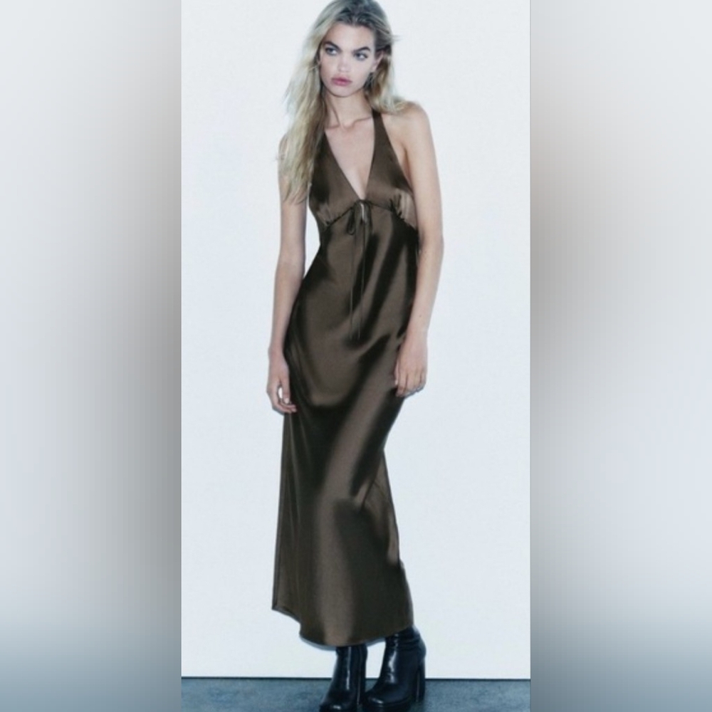 Elegant Brown Satin Gown